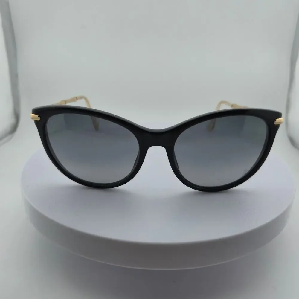 Vintage Gucci Black Cat Eye Frame Bamboo Temple Sunglasses